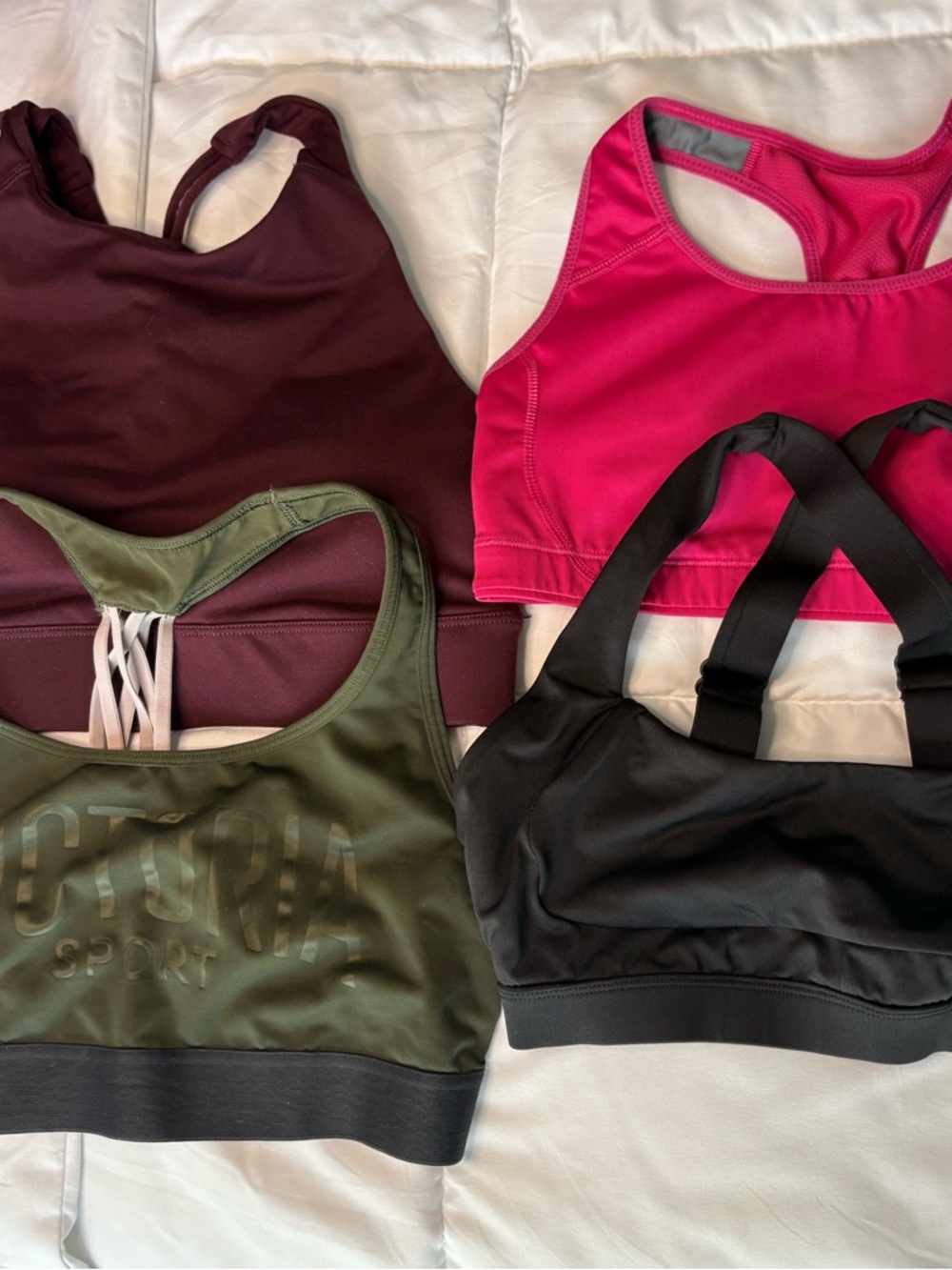 Victoria's Secret and other Sports Bra Set - Burgundy, Hot Pink, Olive, Black